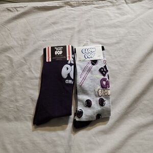 Novelty Tootsie Roll & Charm Blow Pop Socks. Colors Purple and Gray Size 6-12.